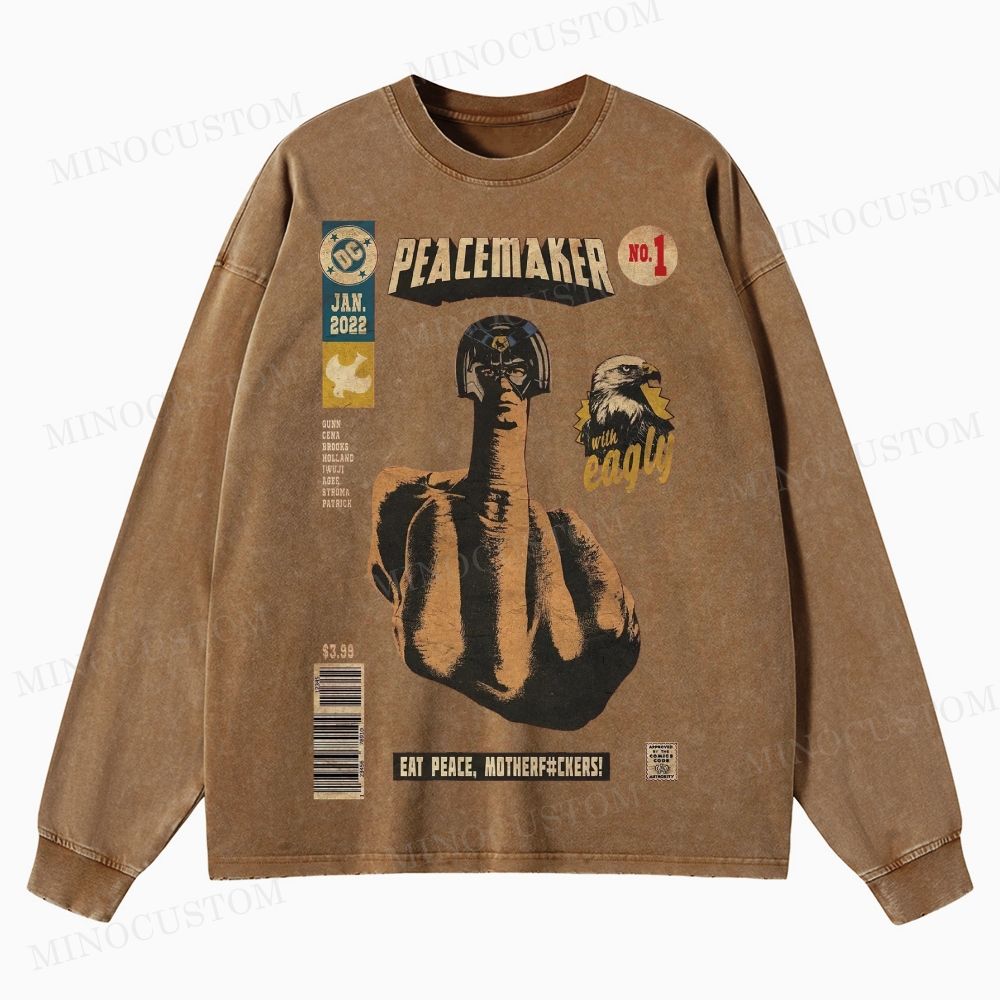 Peacemaker No.1 Comic Washed Long-Sleeved T-Shirt 