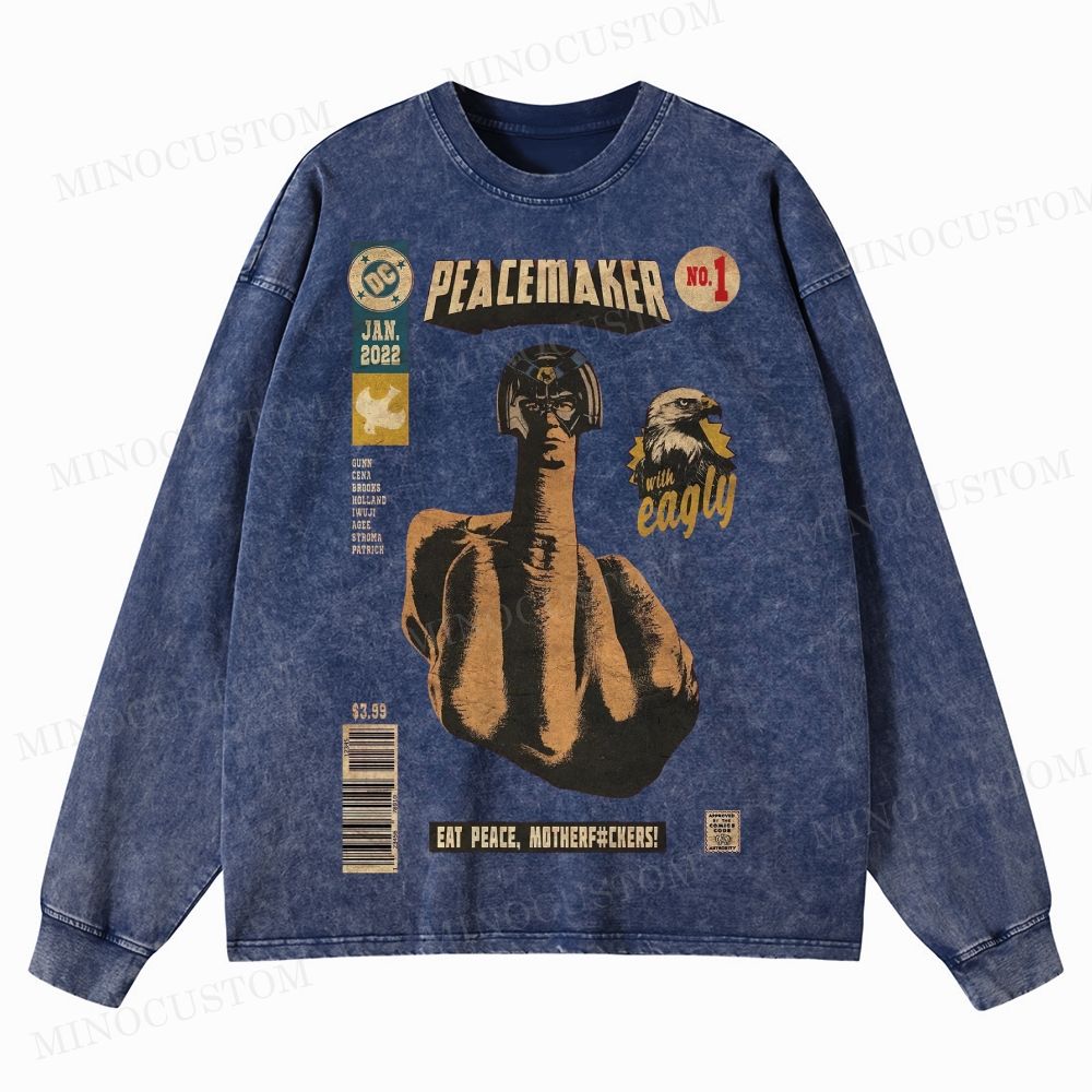 Peacemaker No.1 Comic Washed Long-Sleeved T-Shirt 