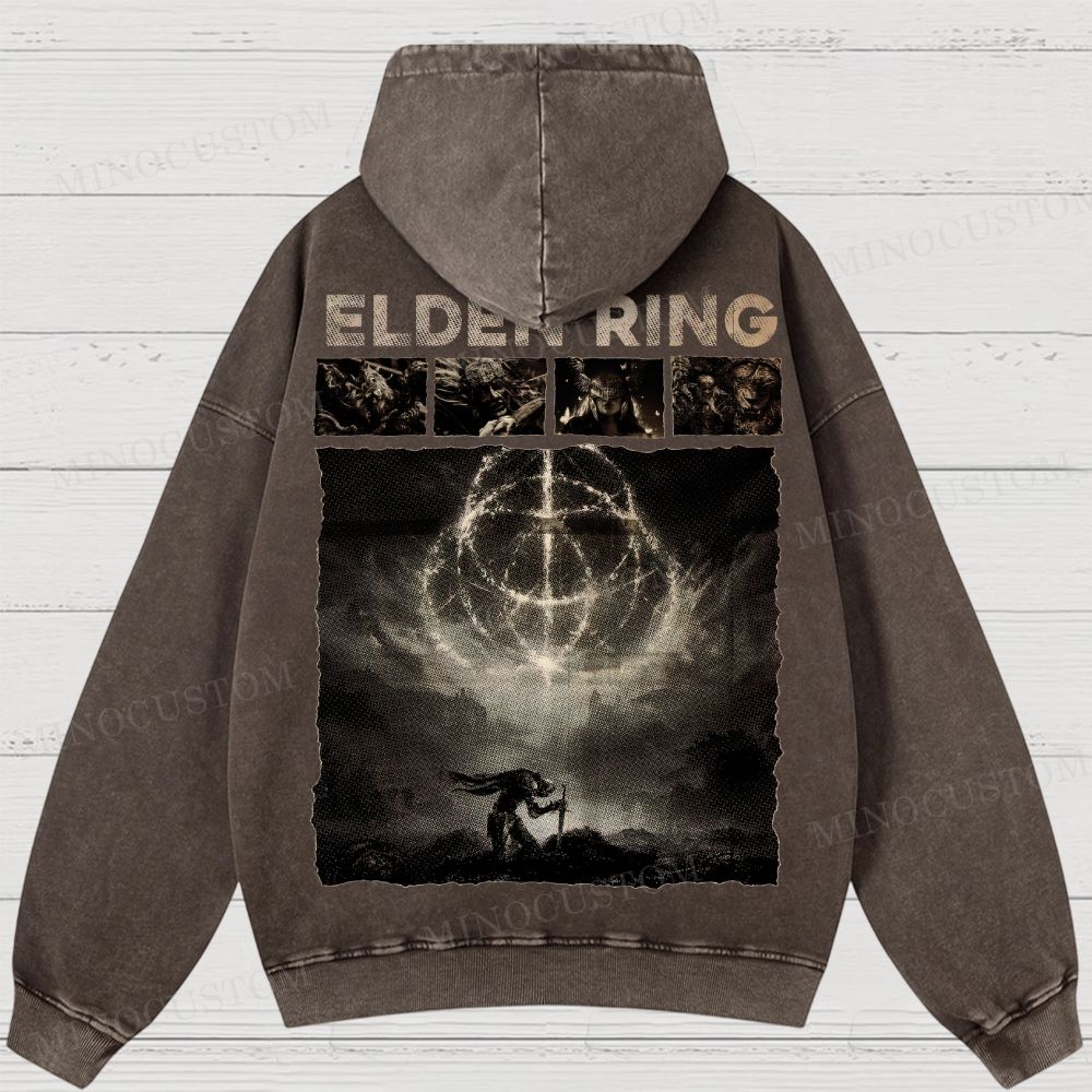 Elden Ring Dark Fantasy Washed Hoodies 