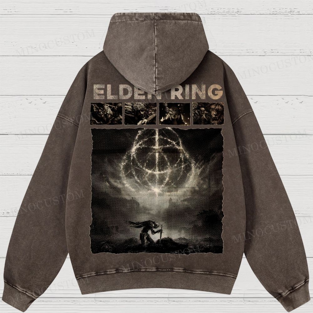 Elden Ring Dark Fantasy Washed Hoodies 
