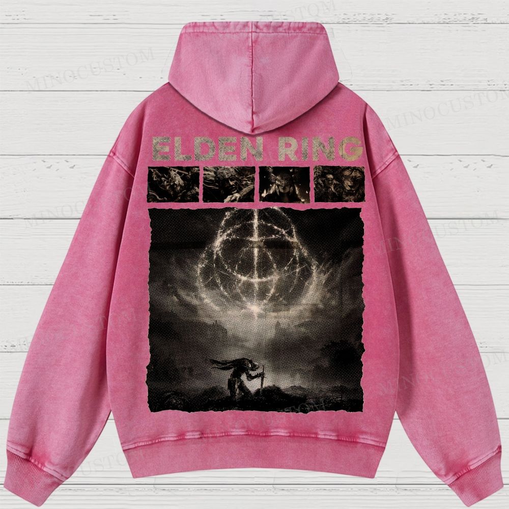 Elden Ring Dark Fantasy Washed Hoodies 