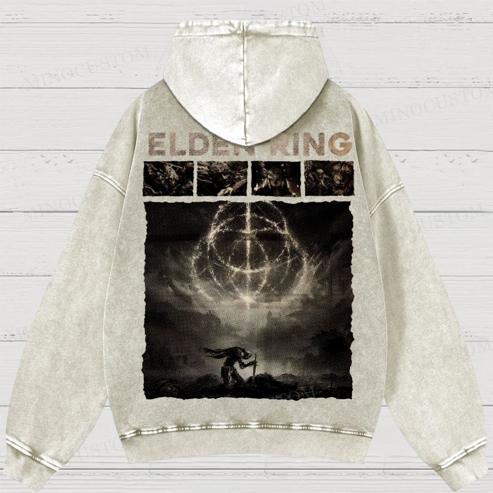 Elden Ring Dark Fantasy Washed Hoodies 