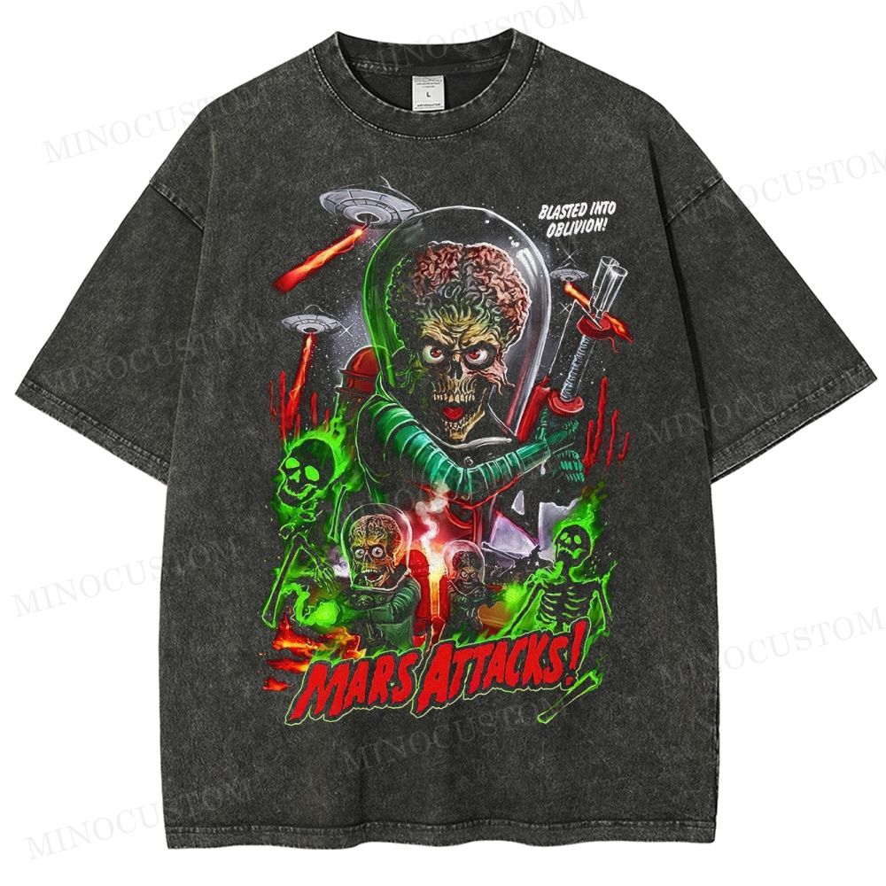 Mars Attacks! Retro Sci-Fi Washed T-Shirt 