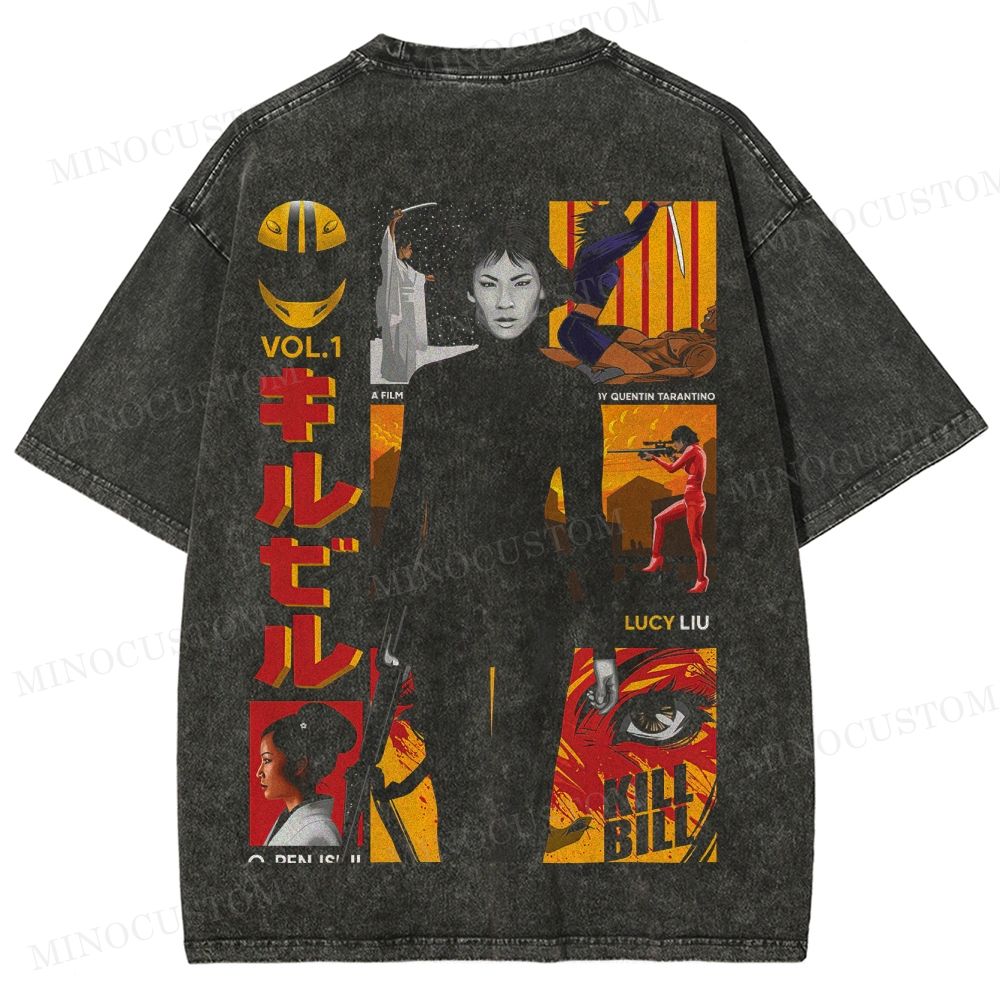 Kill Bill: Vol. 1 Martial Arts Action Collage Graphic Washed T-Shirt
