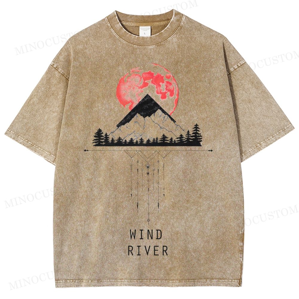 Wind River Crime Thriller Retro Landscape Graphic Washed T-Shirt