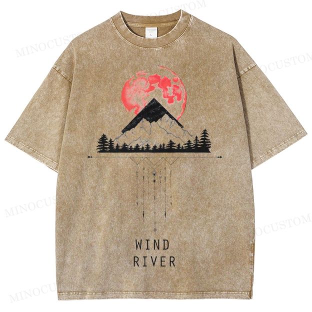 Wind River Crime Thriller Retro Landscape Graphic Washed T-Shirt