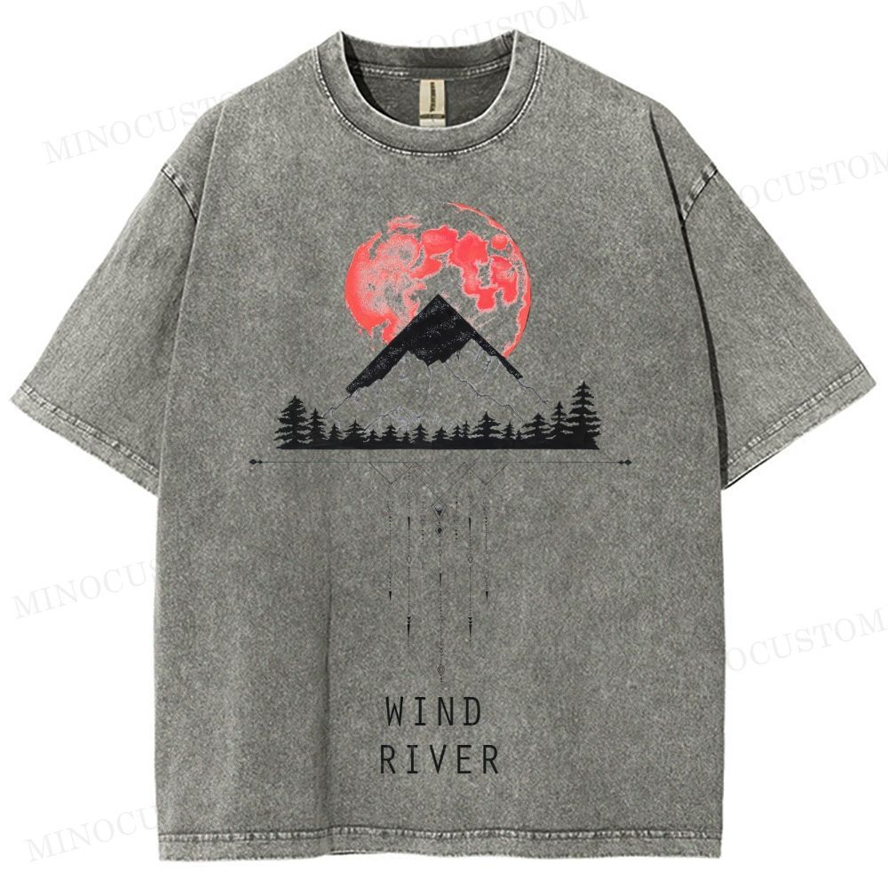 Wind River Crime Thriller Retro Landscape Graphic Washed T-Shirt