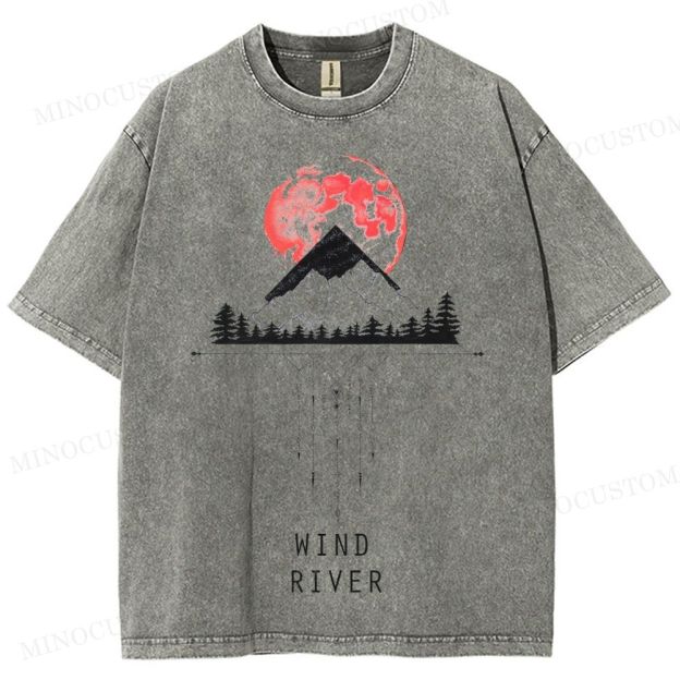 Wind River Crime Thriller Retro Landscape Graphic Washed T-Shirt