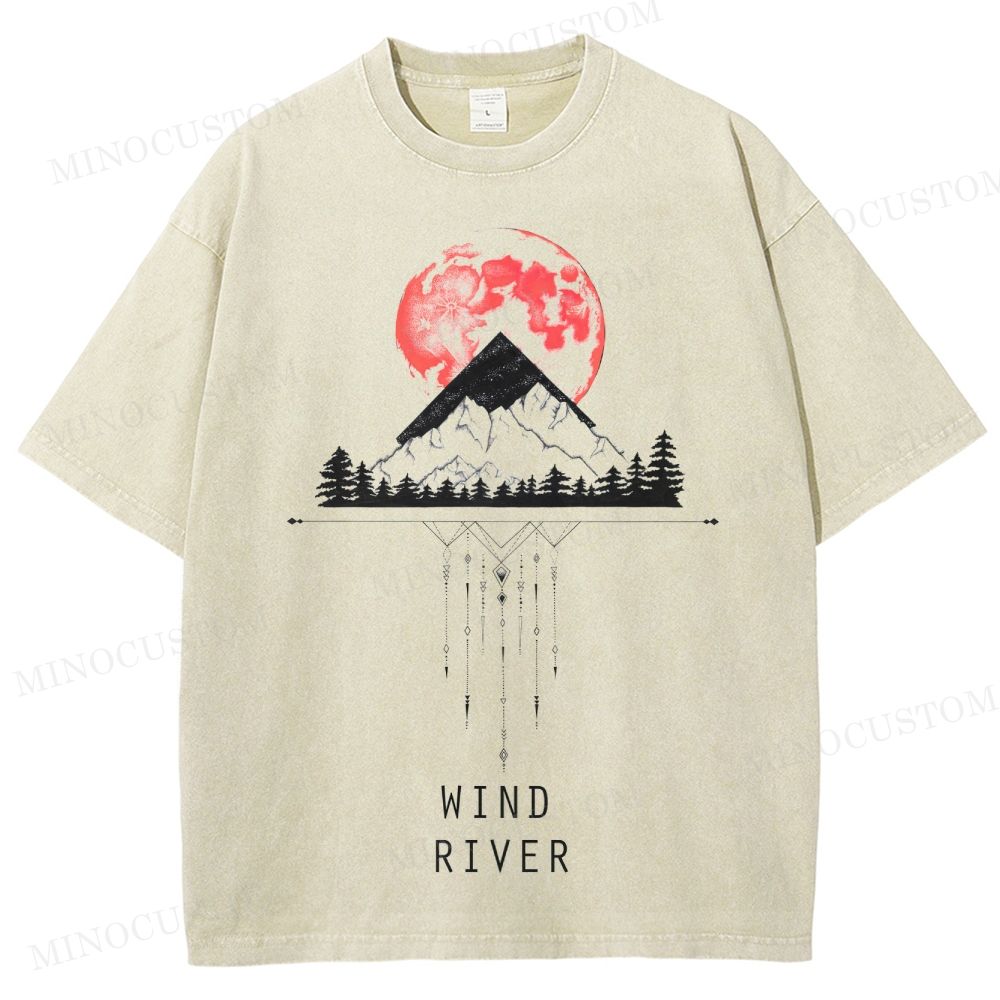 Wind River Crime Thriller Retro Landscape Graphic Washed T-Shirt