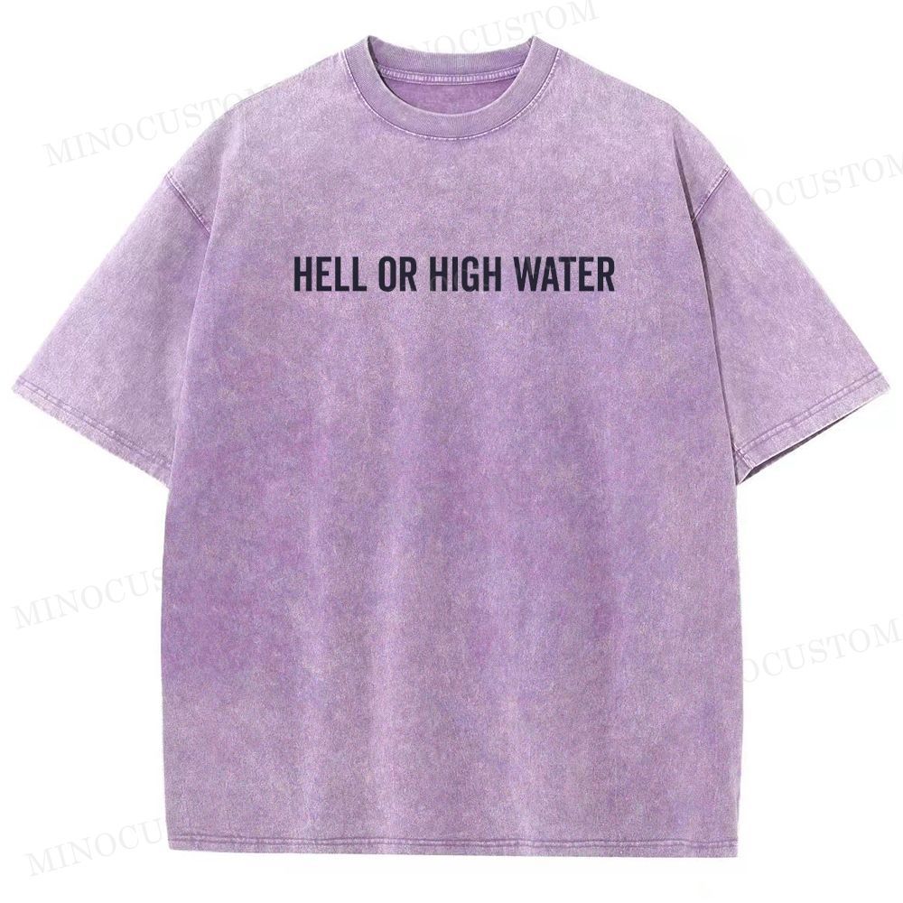 Hell or High Water Neo-Western Crime Retro Poster Graphic  Washed T-Shirt 
