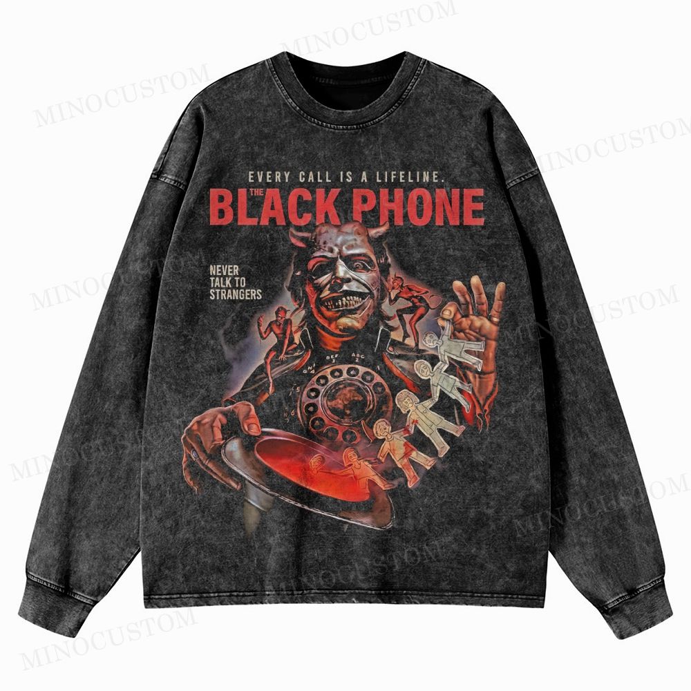 The Black Phone  Washed Long-Sleeved T-Shirt 