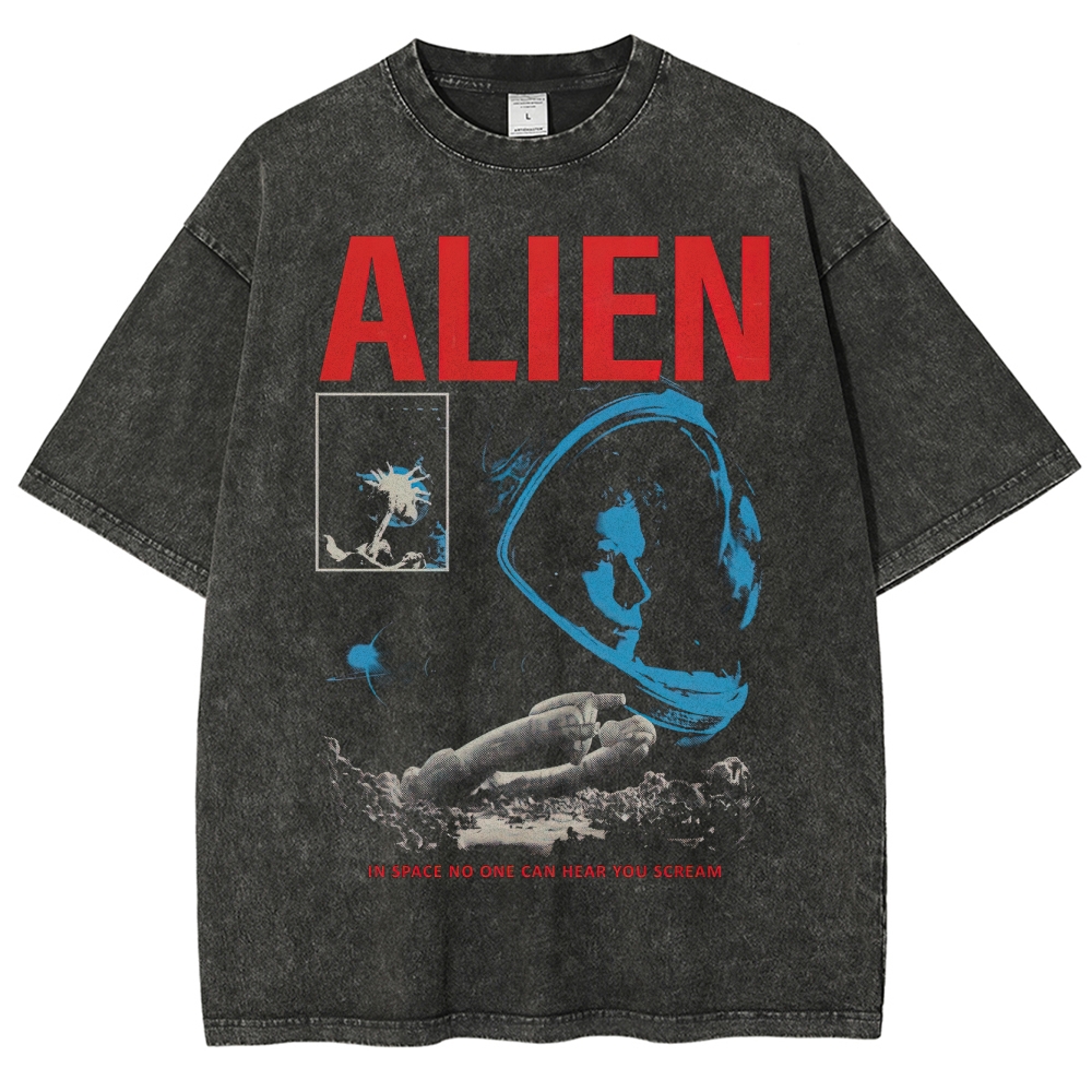 ALIEN Retro Sci-Fi Horror Washed T-Shirt 