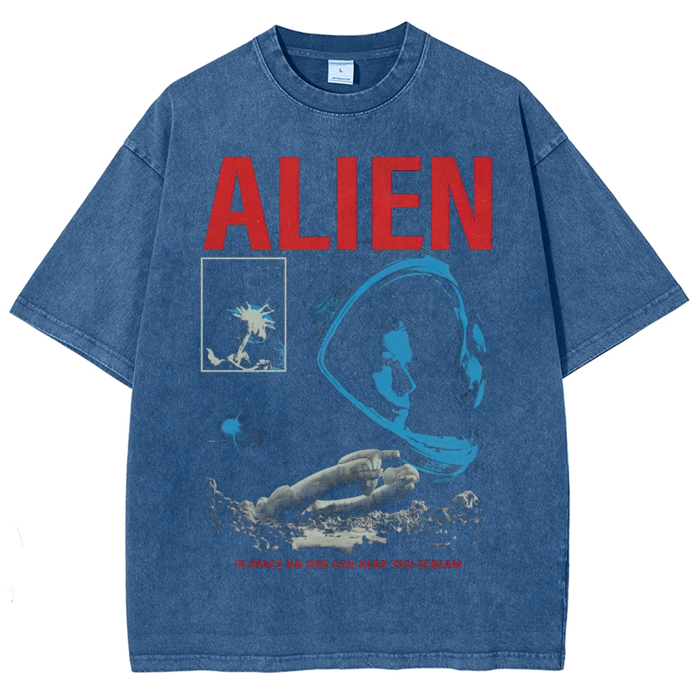 ALIEN Retro Sci-Fi Horror Washed T-Shirt 