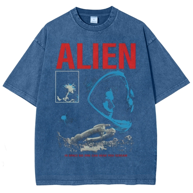 ALIEN Retro Sci-Fi Horror Washed T-Shirt 