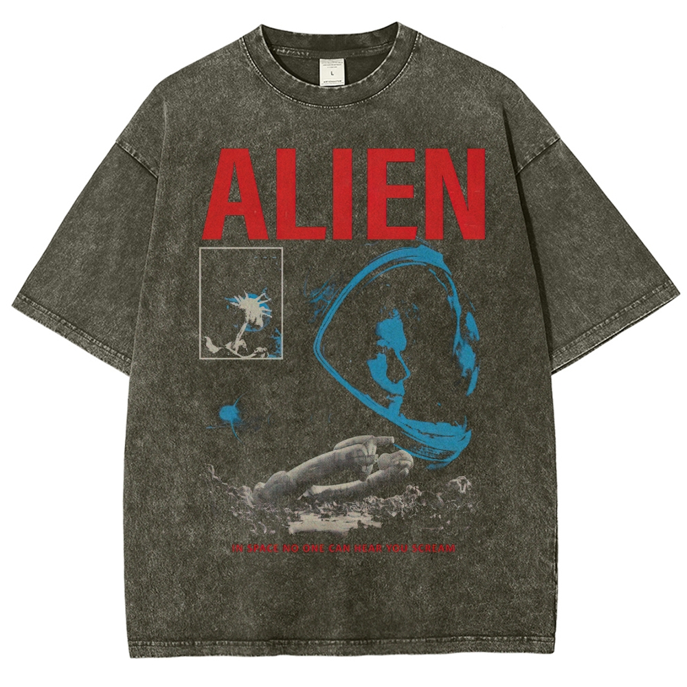 ALIEN Retro Sci-Fi Horror Washed T-Shirt 