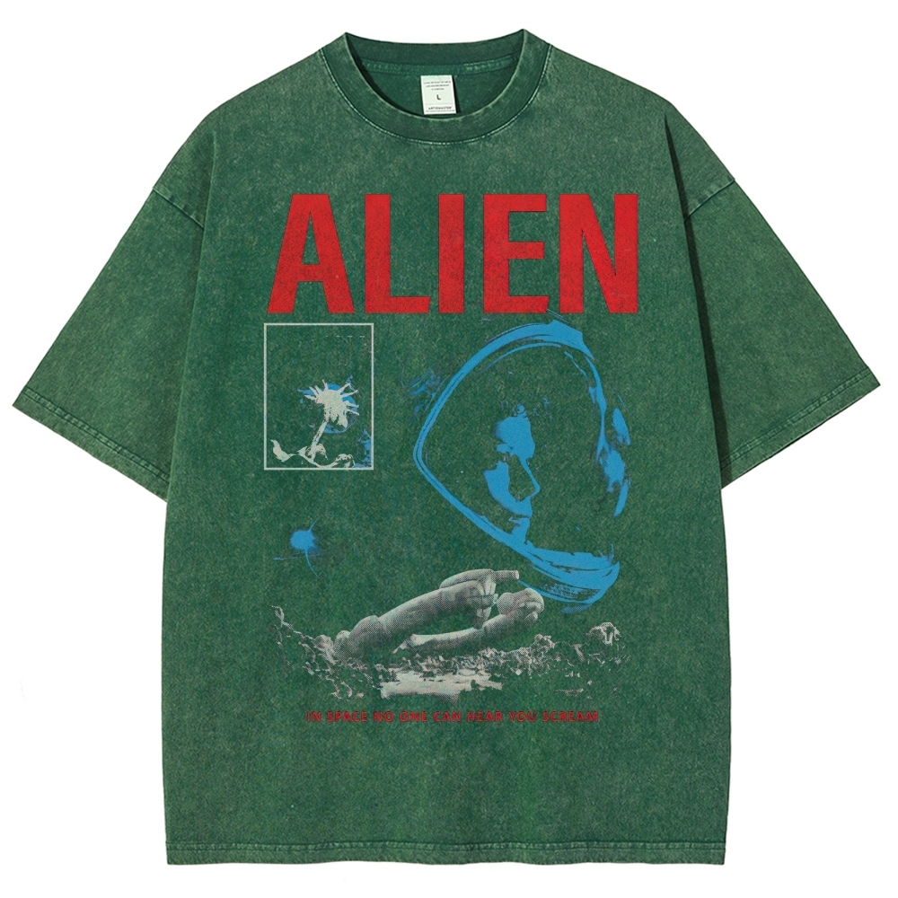 ALIEN Retro Sci-Fi Horror Washed T-Shirt 