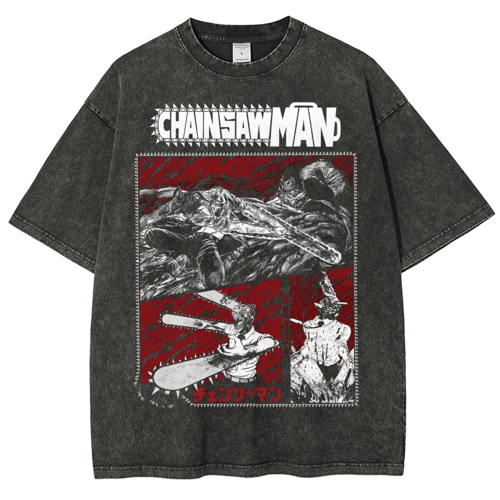Chainsaw Man Movie Anime Washed T-Shirt 