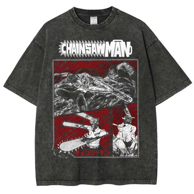Chainsaw Man Movie Anime Washed T-Shirt 