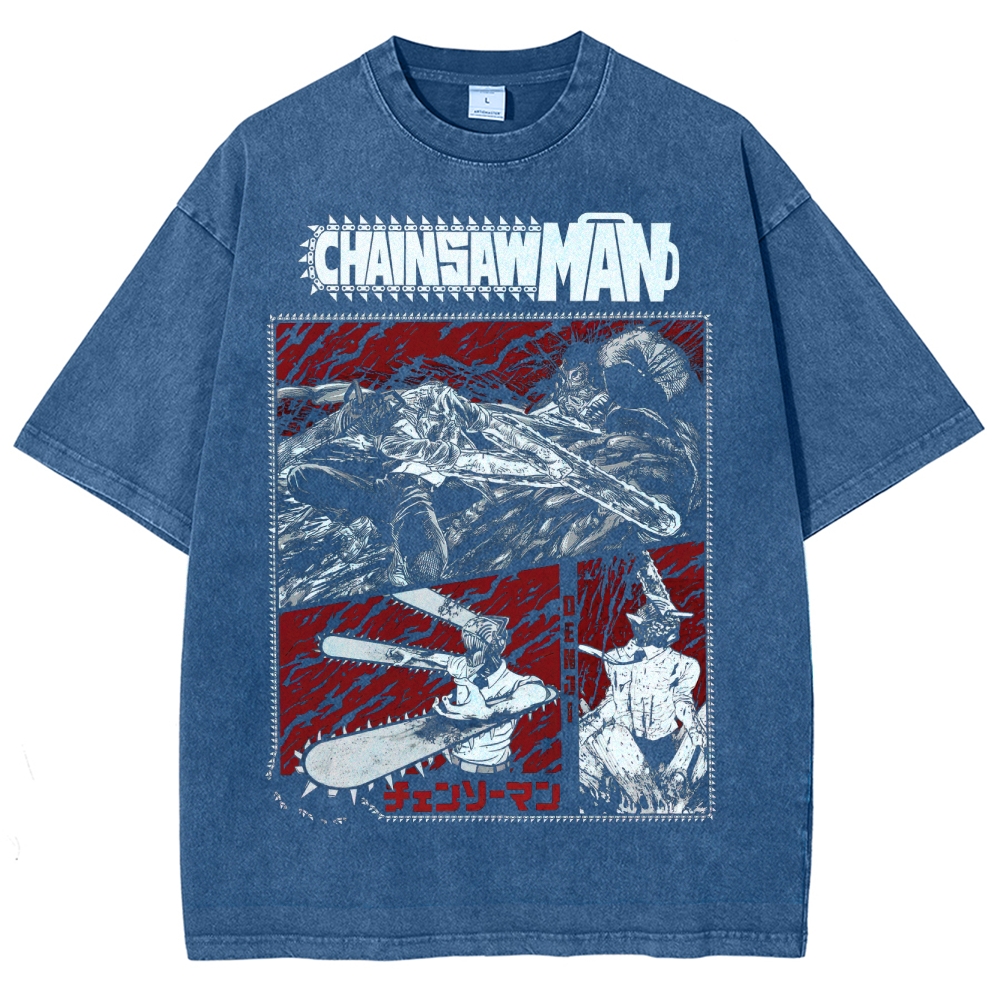 Chainsaw Man Movie Anime Washed T-Shirt 