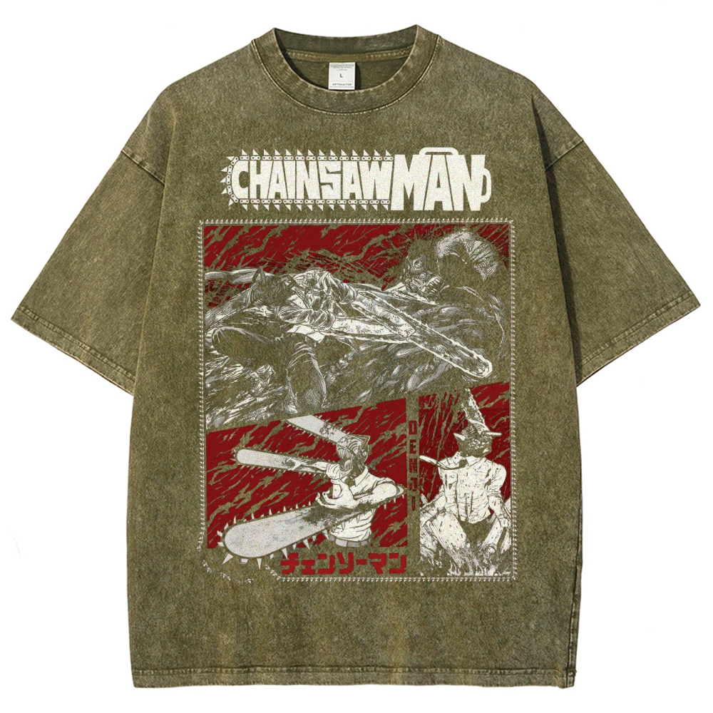 Chainsaw Man Movie Anime Washed T-Shirt 
