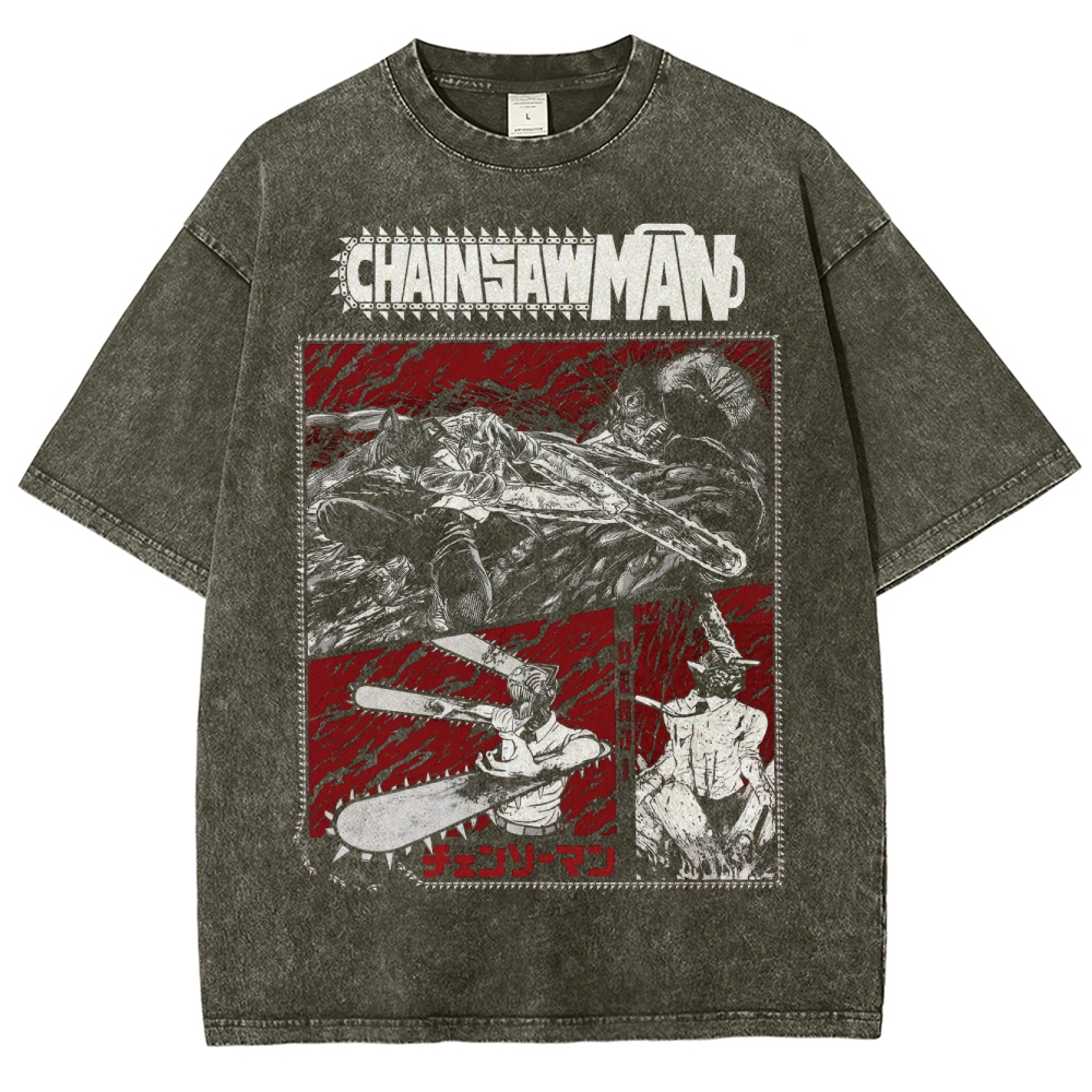 Chainsaw Man Movie Anime Washed T-Shirt 