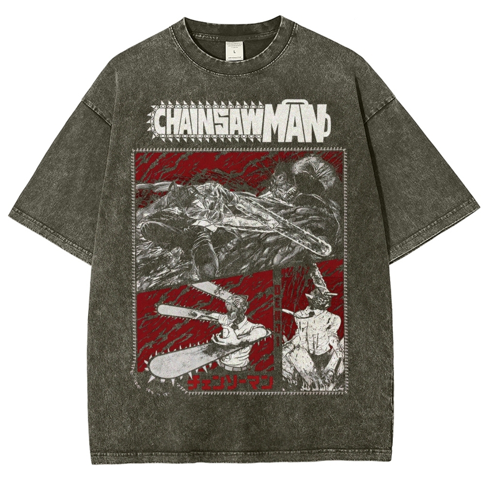 Chainsaw Man Movie Anime Washed T-Shirt 