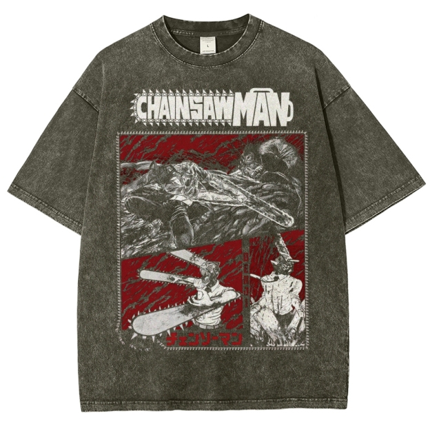 Chainsaw Man Movie Anime Washed T-Shirt 