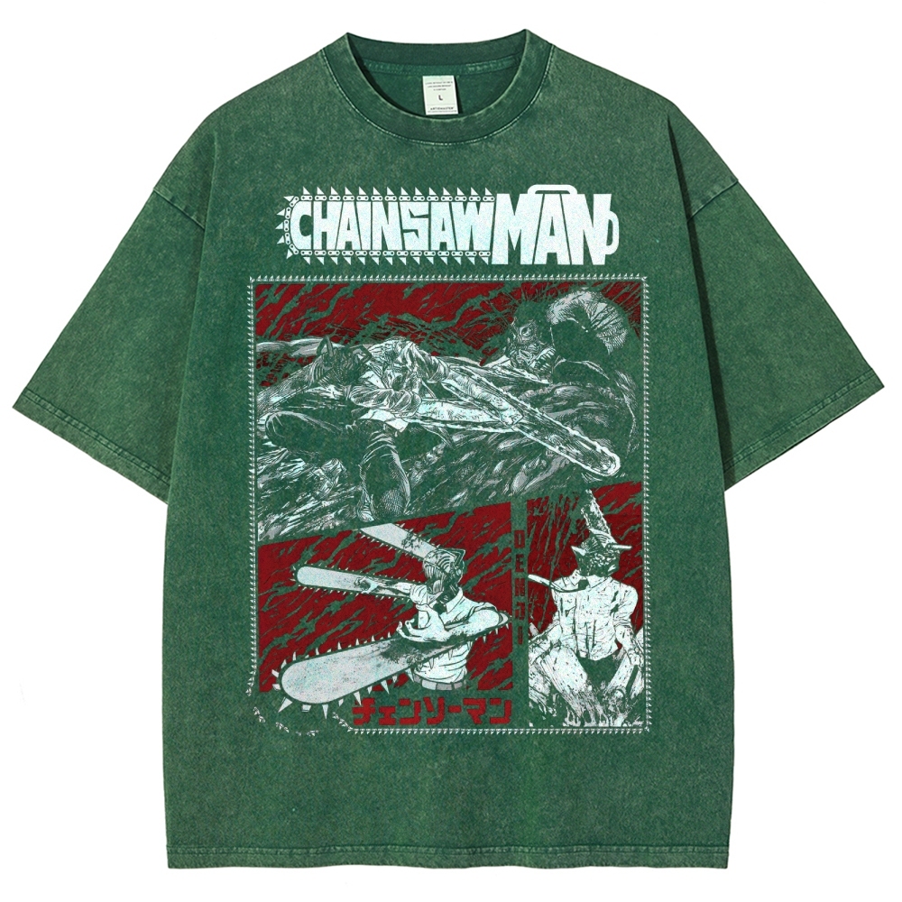 Chainsaw Man Movie Anime Washed T-Shirt 