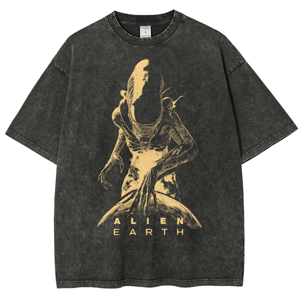Alien Earth Xenomorph Horror Washed T-Shirt