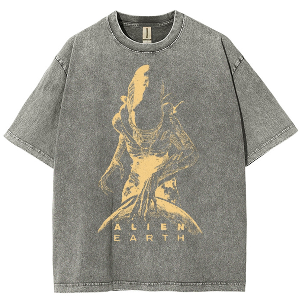 Alien Earth Xenomorph Horror Washed T-Shirt