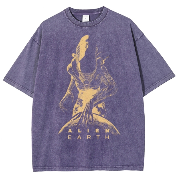Alien Earth Xenomorph Horror Washed T-Shirt