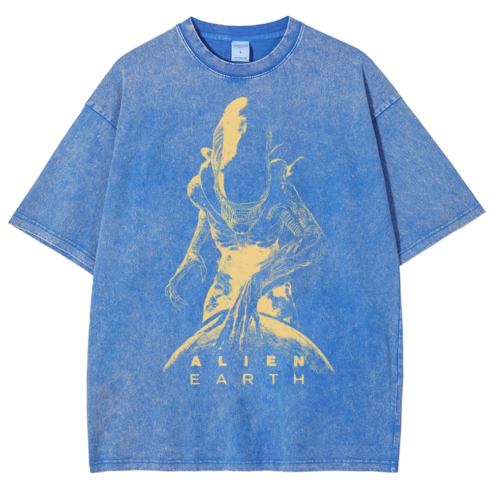 Alien Earth Xenomorph Horror Washed T-Shirt