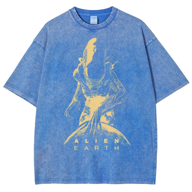 Alien Earth Xenomorph Horror Washed T-Shirt