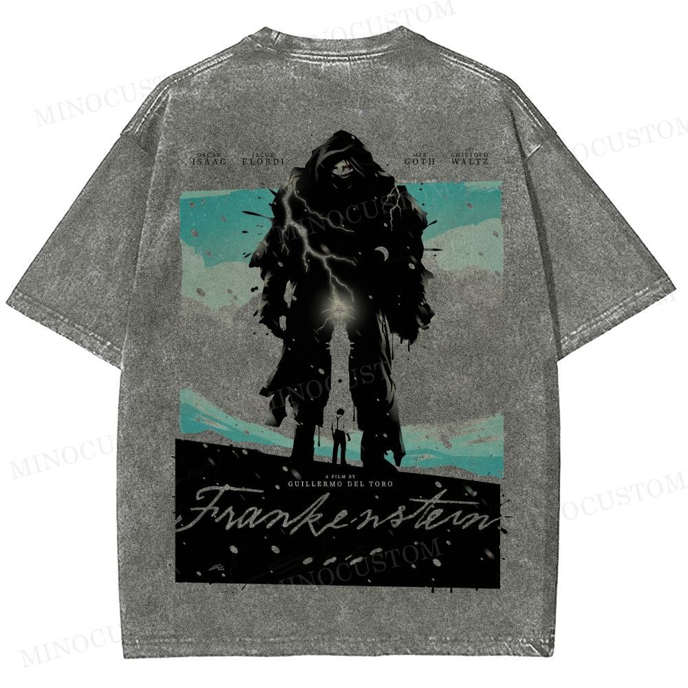 Frankenstein (Guillermo del Toro’s Version) Gothic Horror Retro Art Graphic Washed T-Shirt