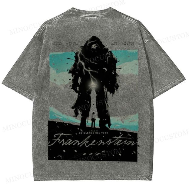 Frankenstein (Guillermo del Toro’s Version) Gothic Horror Retro Art Graphic Washed T-Shirt
