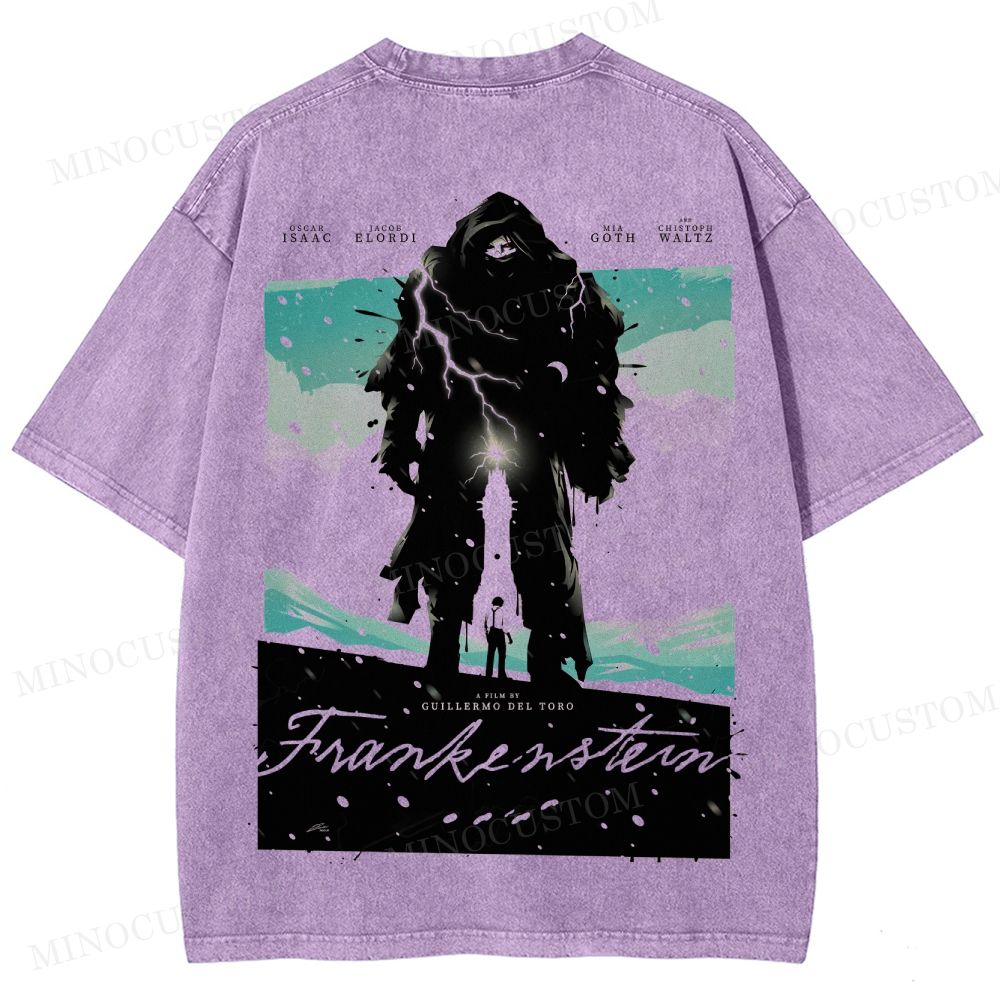 Frankenstein (Guillermo del Toro’s Version) Gothic Horror Retro Art Graphic Washed T-Shirt