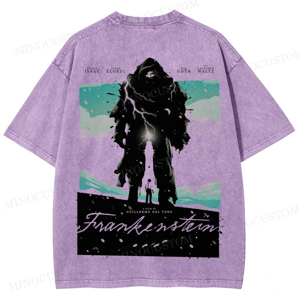 Frankenstein (Guillermo del Toro’s Version) Gothic Horror Retro Art Graphic Washed T-Shirt