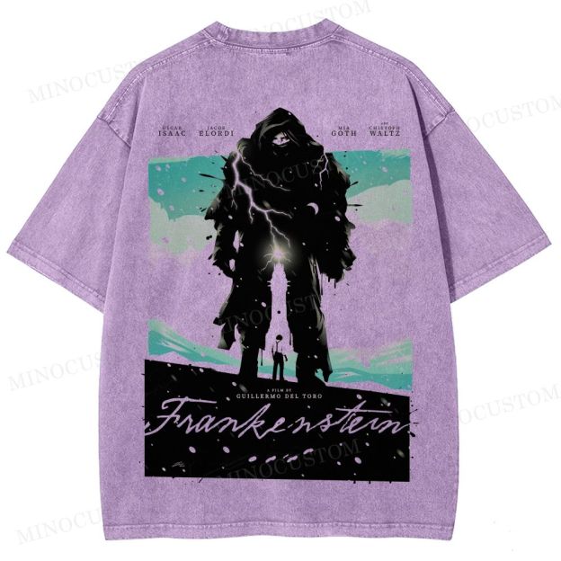 Frankenstein (Guillermo del Toro’s Version) Gothic Horror Retro Art Graphic Washed T-Shirt