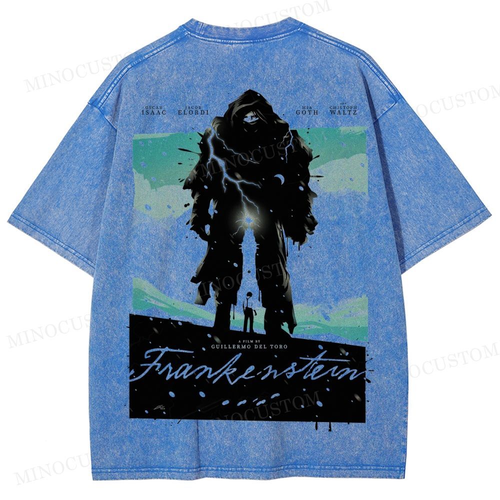 Frankenstein (Guillermo del Toro’s Version) Gothic Horror Retro Art Graphic Washed T-Shirt