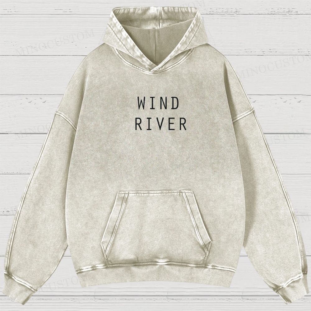 Wind River Crime Thriller Retro Landscape Graphic Washed Hoodies