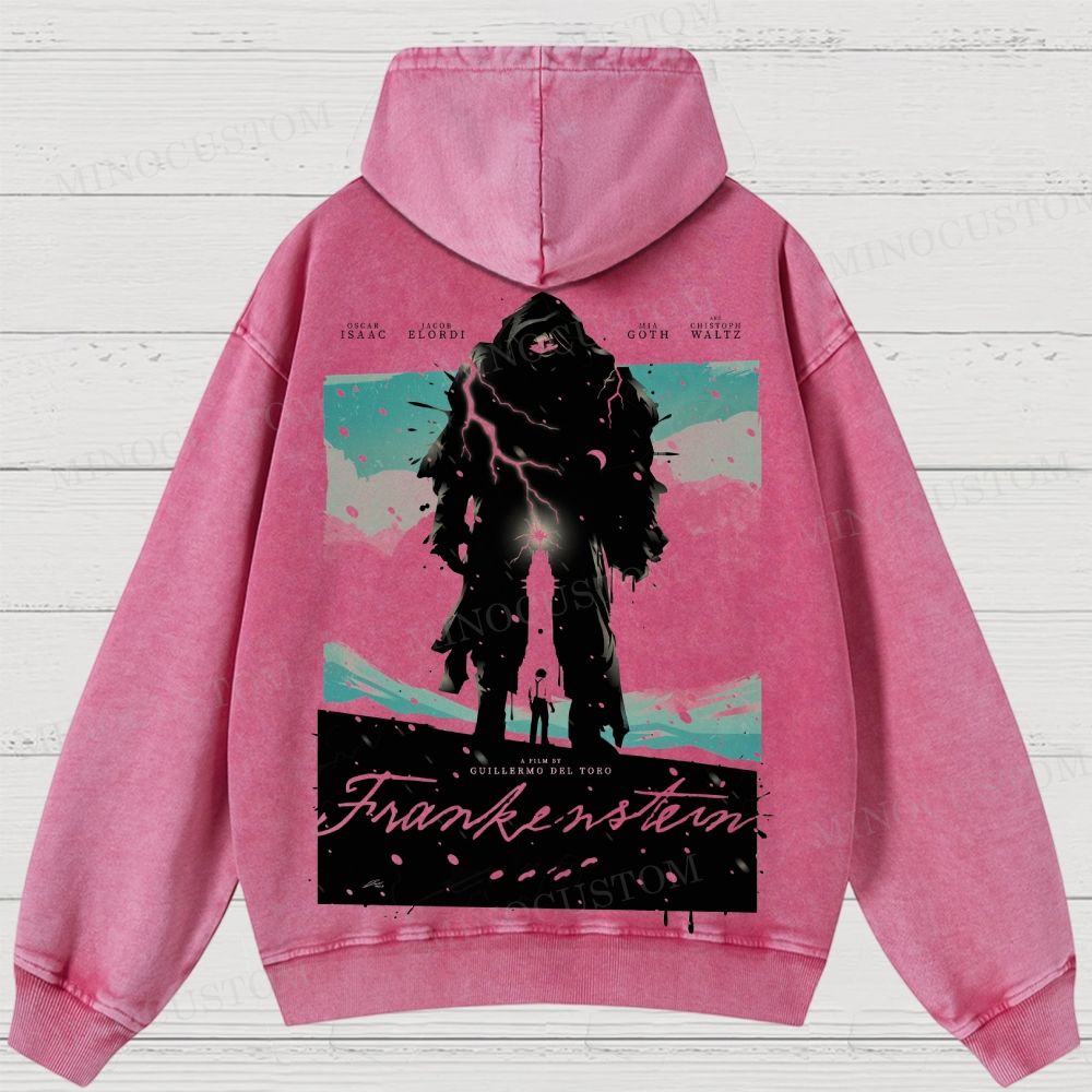 Frankenstein (Guillermo del Toro’s Version) Gothic Horror Retro Art Graphic Washed Hoodies