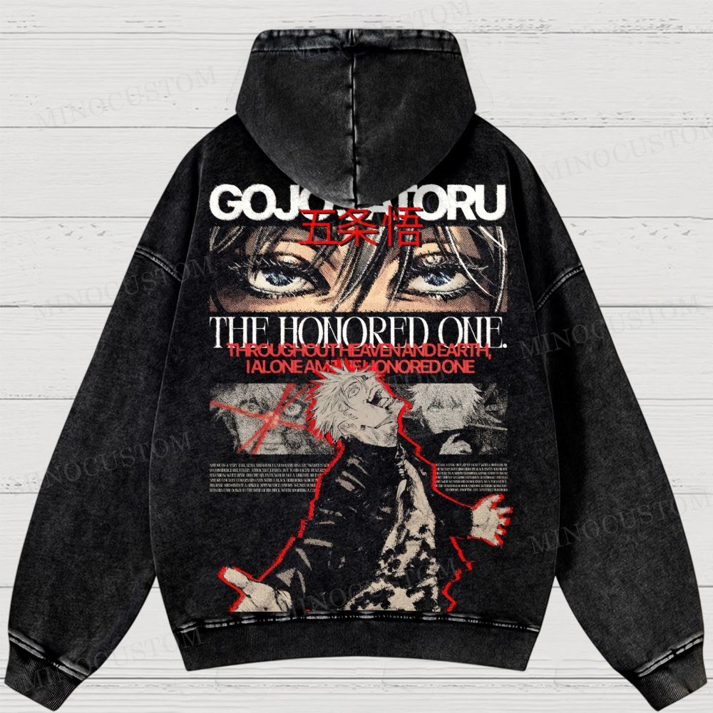 Gojo Satoru “The Honored One” Washed Hoodies