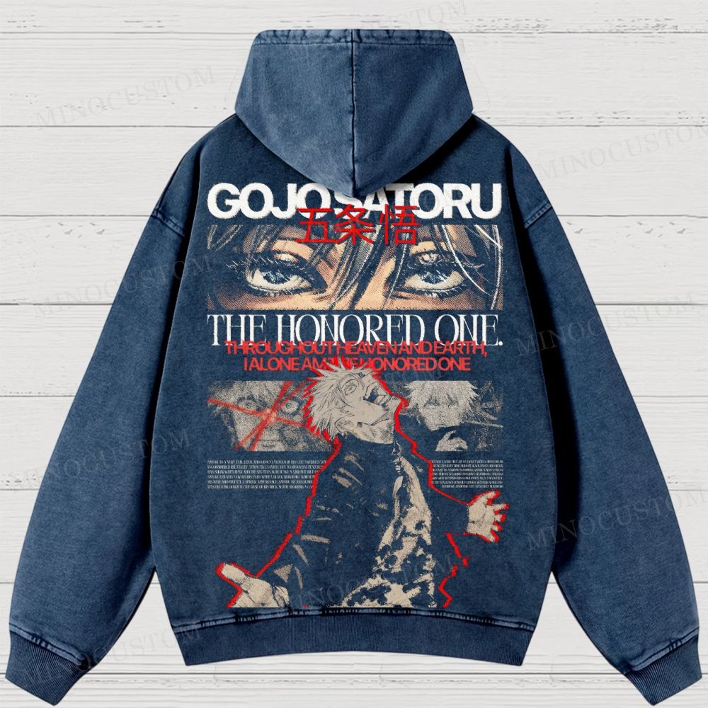 Gojo Satoru “The Honored One” Washed Hoodies