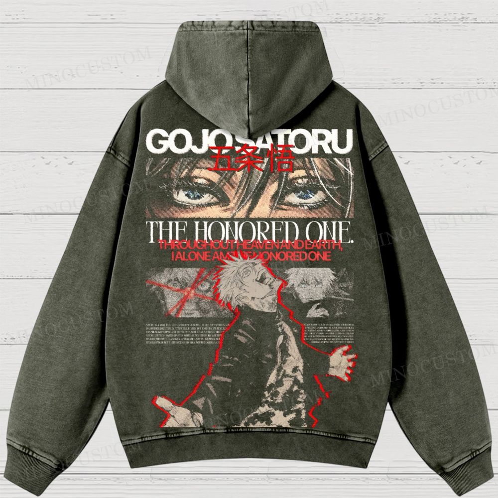 Gojo Satoru “The Honored One” Washed Hoodies