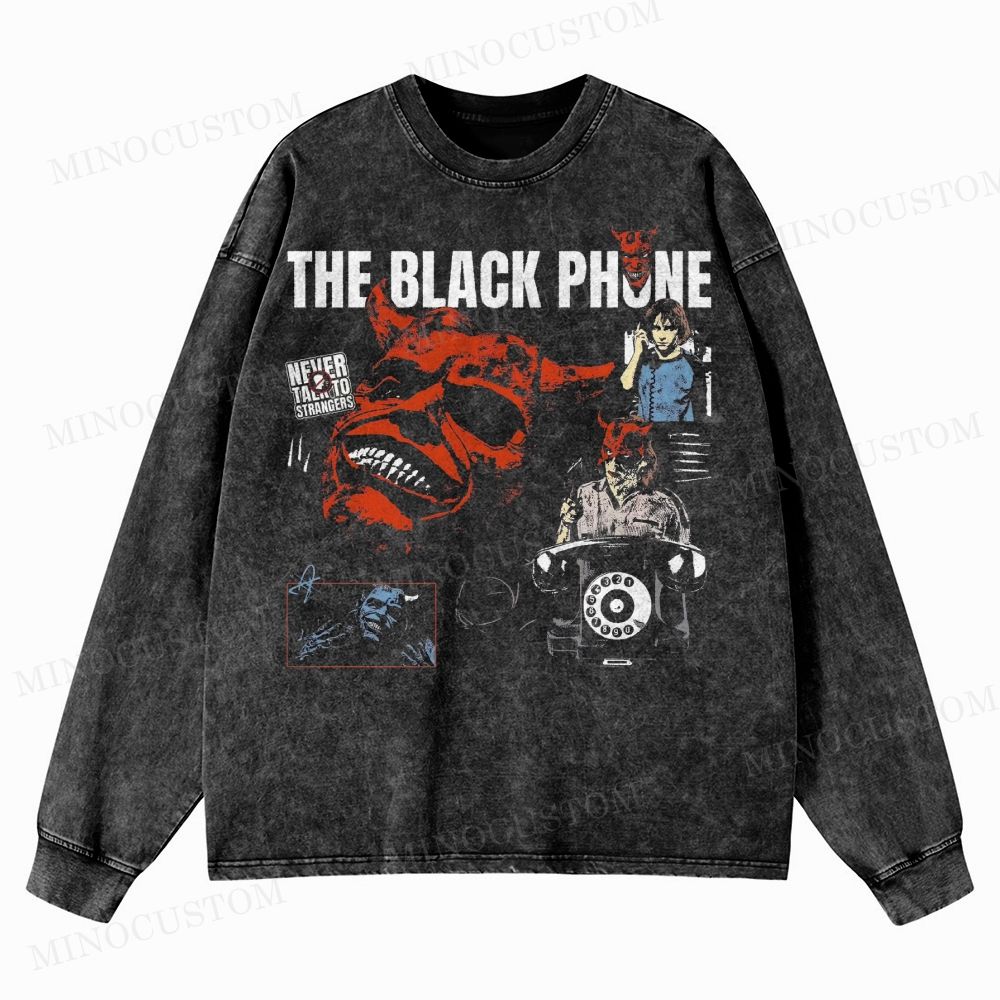 Vintage Scary Movie Washed Long-Sleeved T-Shirt 