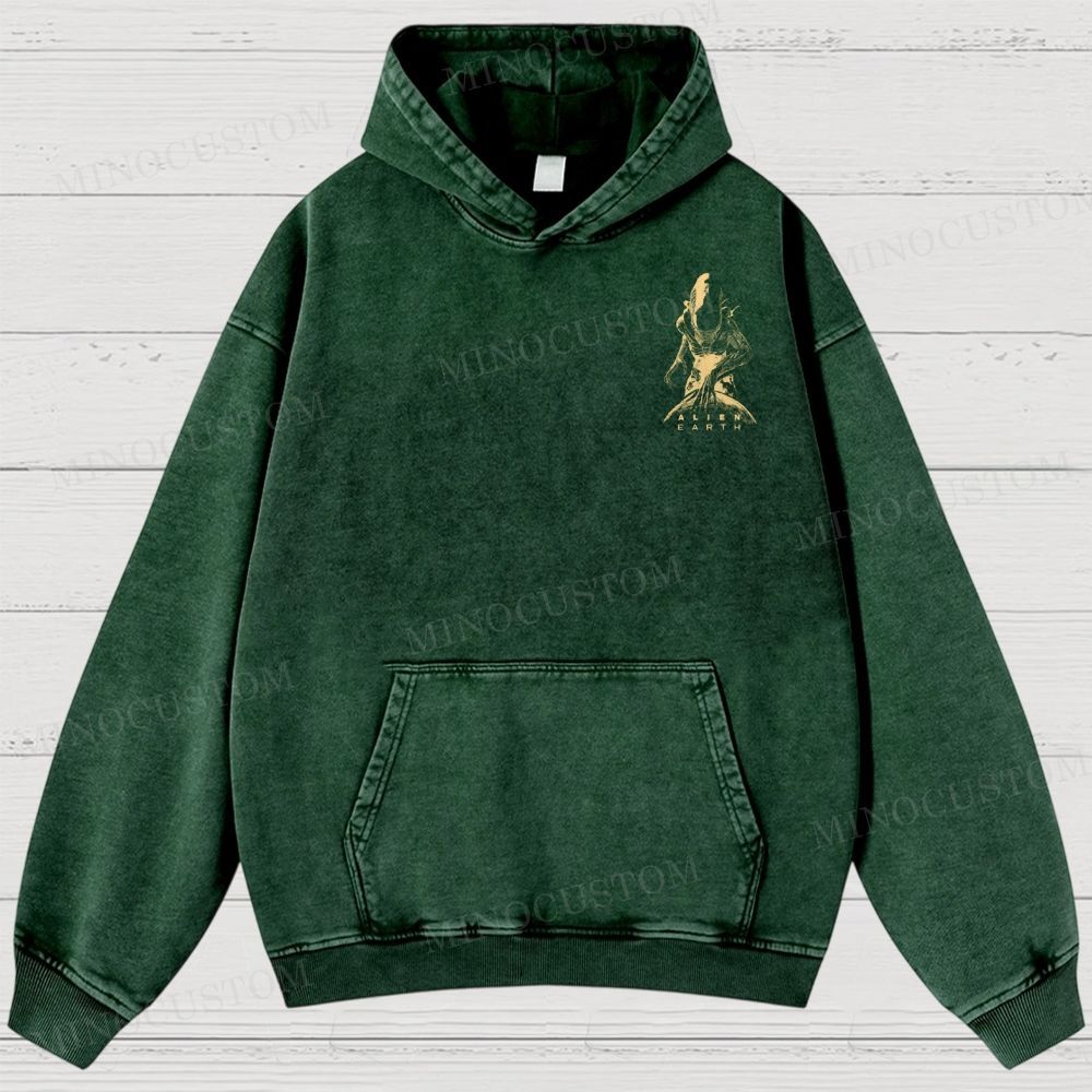 Alien Earth Xenomorph Horror Washed Hoodies 