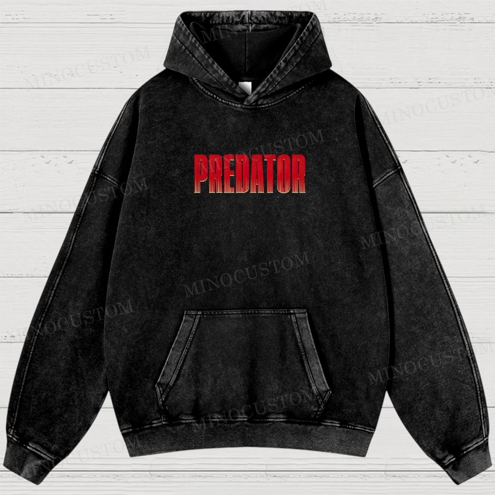 Predator Sci-Fi Action Jungle Poster Graphic Washed Hoodies