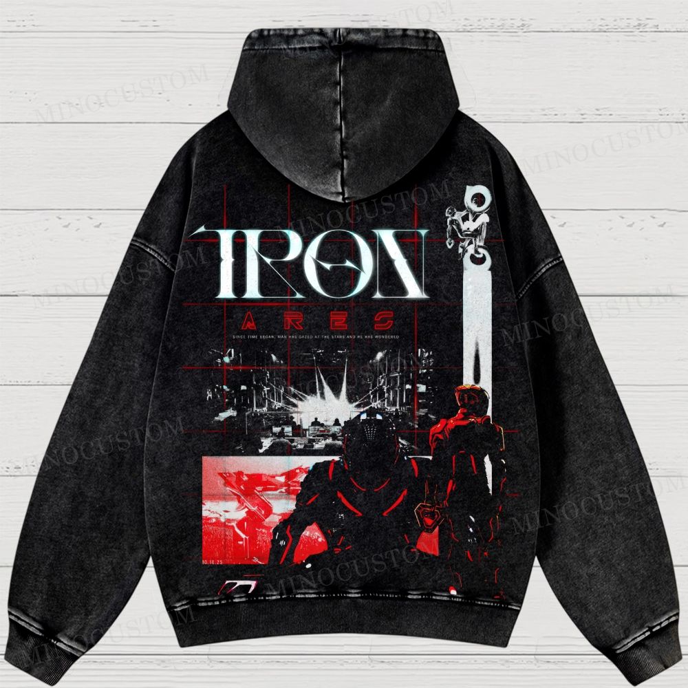 TRON: Ares Sci-Fi Action Retro Collage Graphic Washed Hoodies