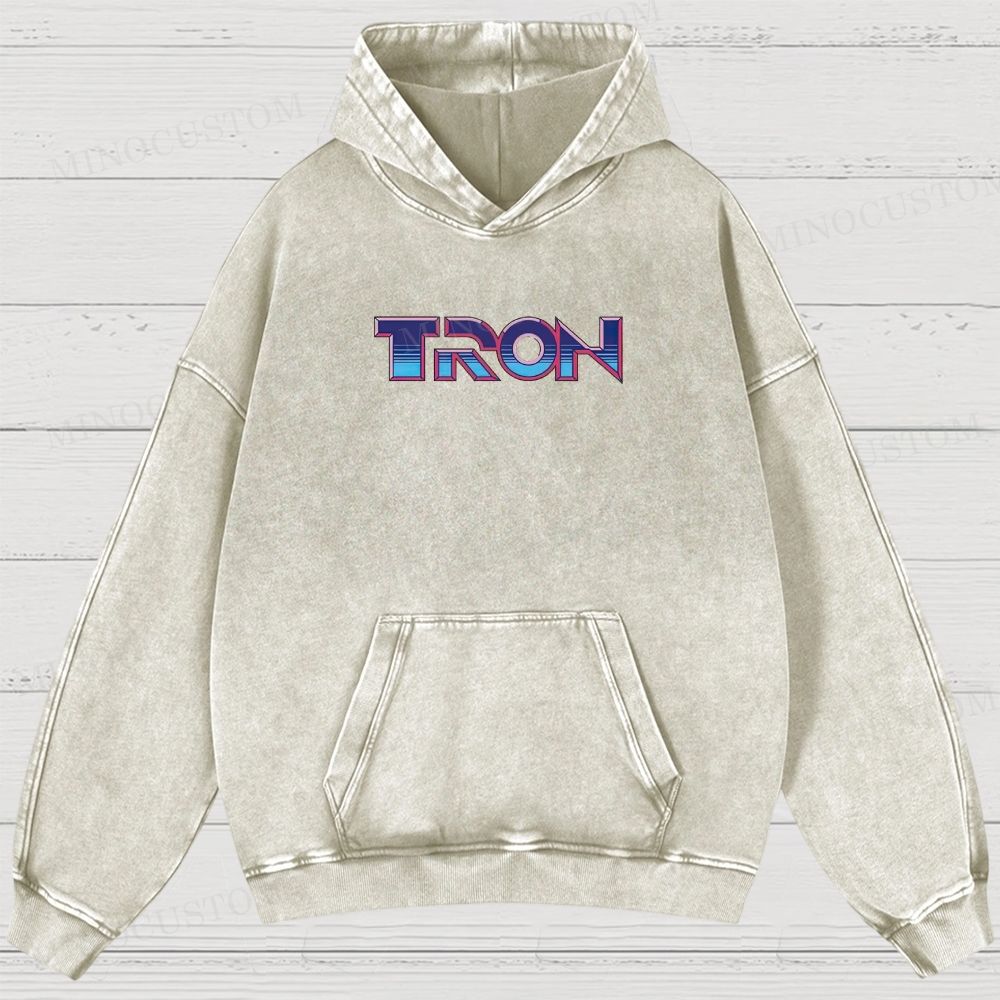 TRON Retro Sci-Fi Gaming Graphic Washed Hoodies