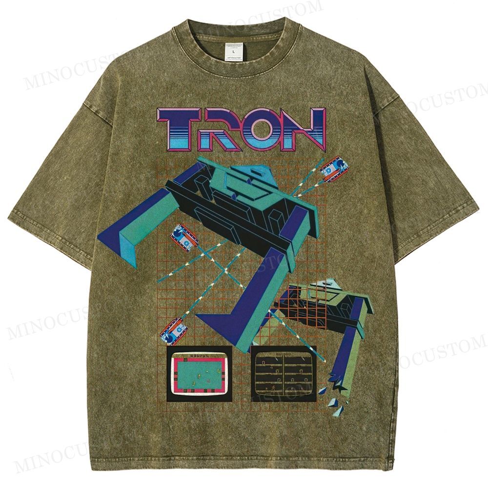 TRON Retro Sci-Fi Gaming Graphic Washed T-Shirt